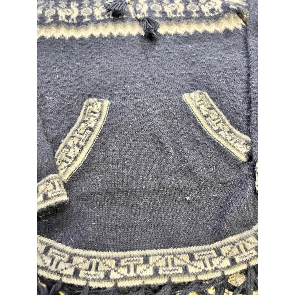 Vintage Alpaca Connection XL Hooded Alpaca Wool Tunic Mini Dress Llama Fringe - Picture 4 of 12